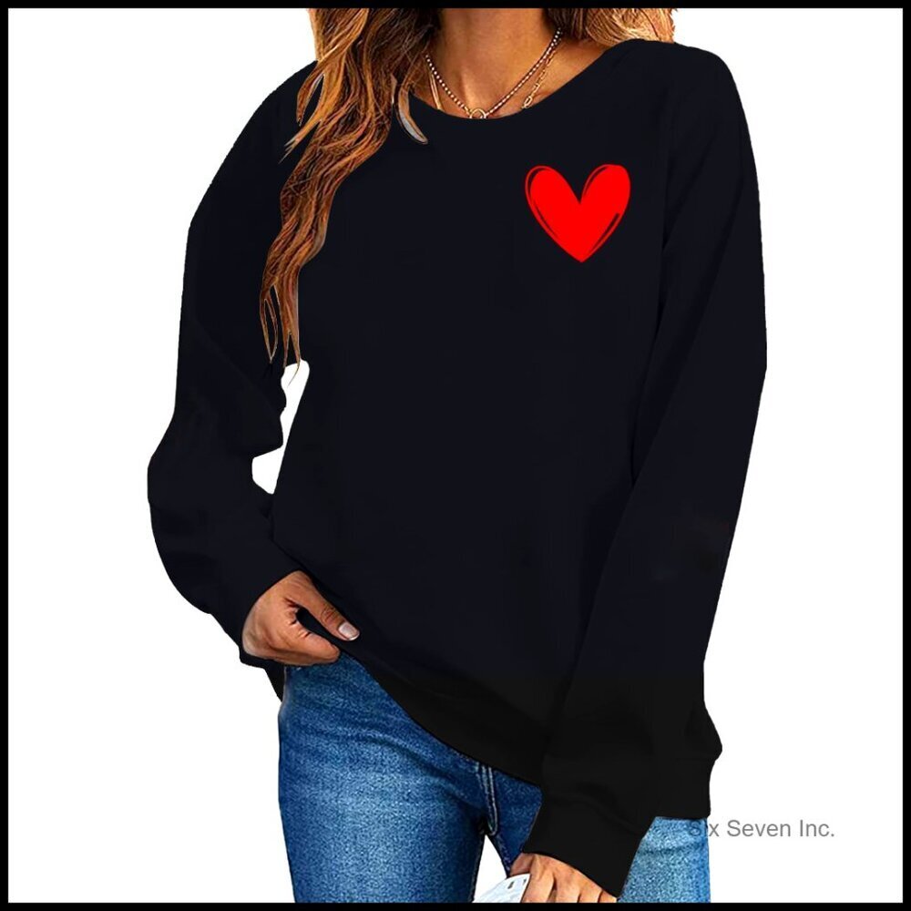Oversized Valentine's Heart Sweatshirt Long Sleeve Pullover Casual Y2K Chic